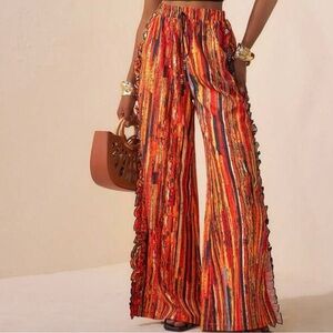 India Boutique Vibrant Multicolor Wide Leg Pants
